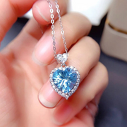 Dainty Blue Gemstone Heart Necklace